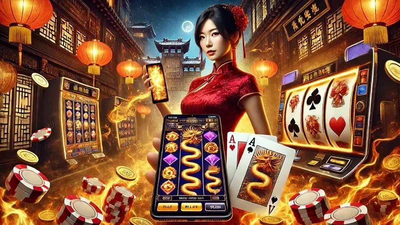 Antarmuka slot mobile dengan reel dan tombol permainan